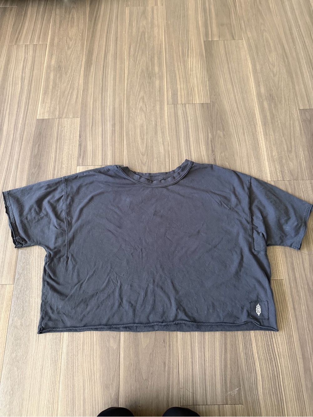 Free People Movement Black Oversized Boxy Cropped Tee | M